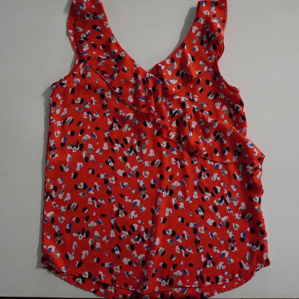 Hailey & Co Sleeveless V Neck and Back Blouse with Ruffles